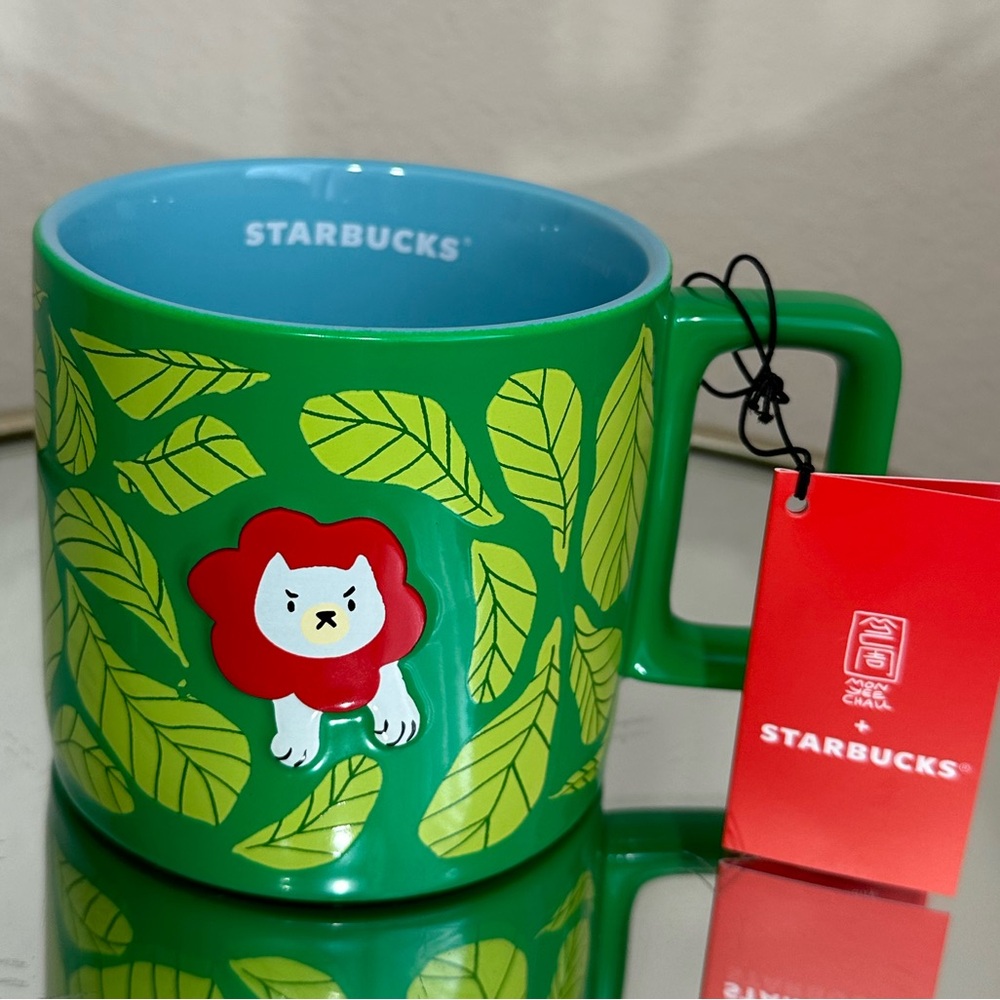 New Starbucks 2024 Green Jungle Moynee Chau Ceramic Mug